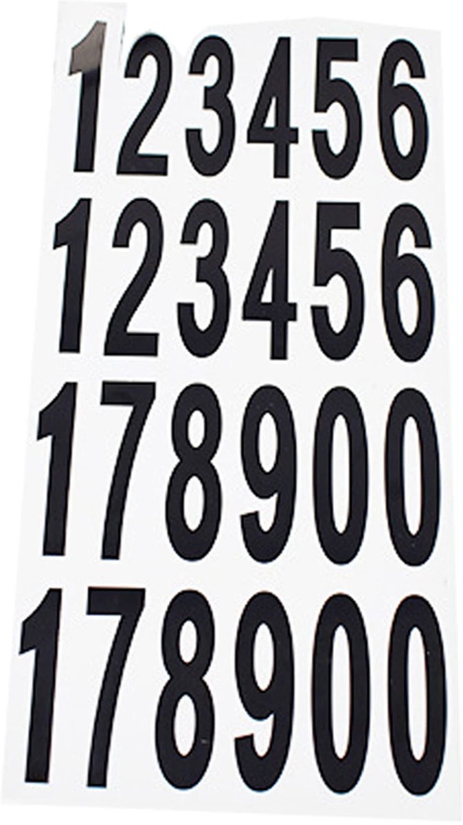 Dailygoods- Nummerstickers 10 Vellen - Waterdichte/Oliebestendige Stickers - Huisnummer Stickers - Adresnummer Stickers - PVC Stickers - 76 x 25 mm - Huisnummerstickers