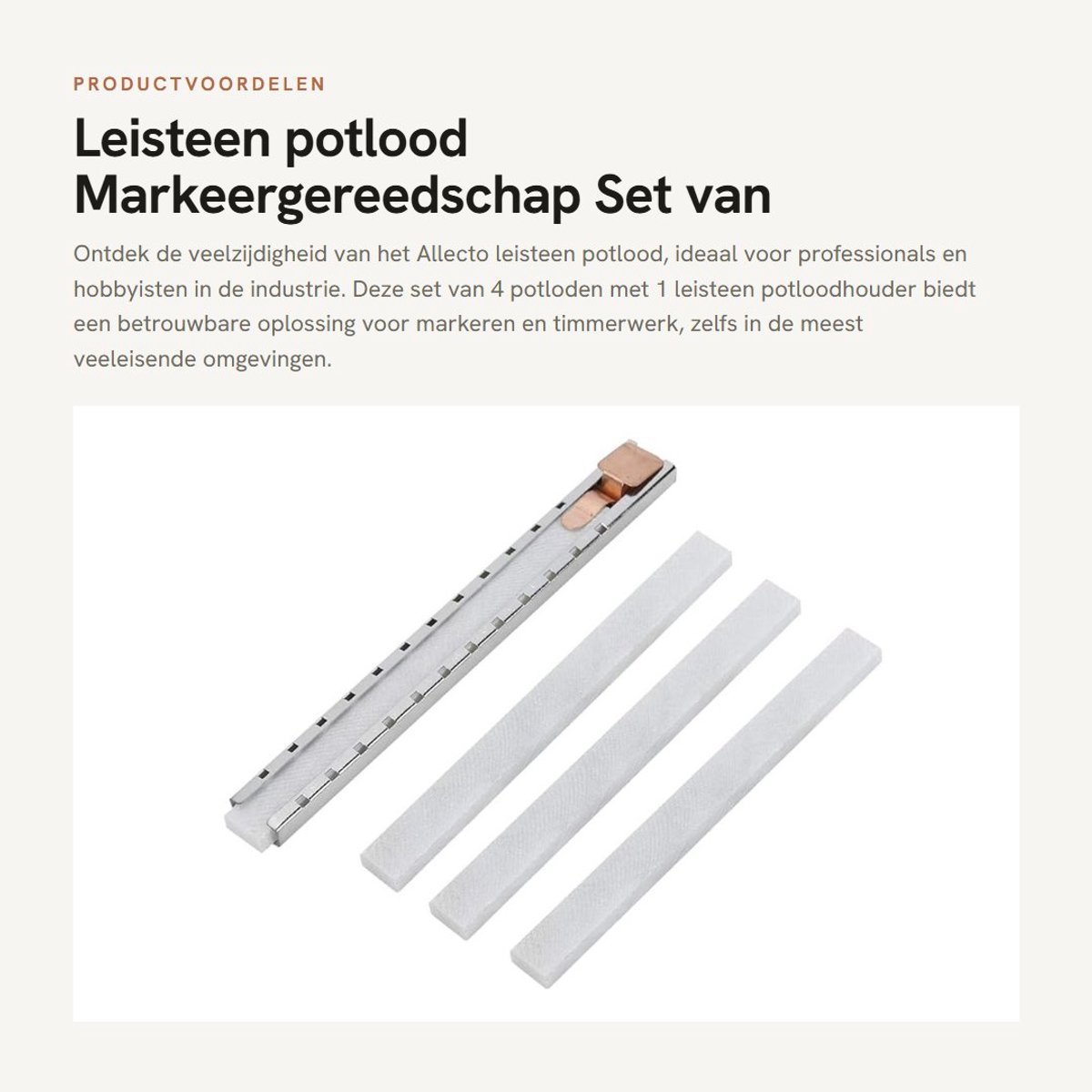 Dailygoods- Leisteen Potlood Set - 4 Stuks Leisteen Potlood - 1 Stuk Leisteen Potloodhouder - Industrieel Markeergereedschap - Brandbestendig - Lichtgewicht en Compact - Markeerstift