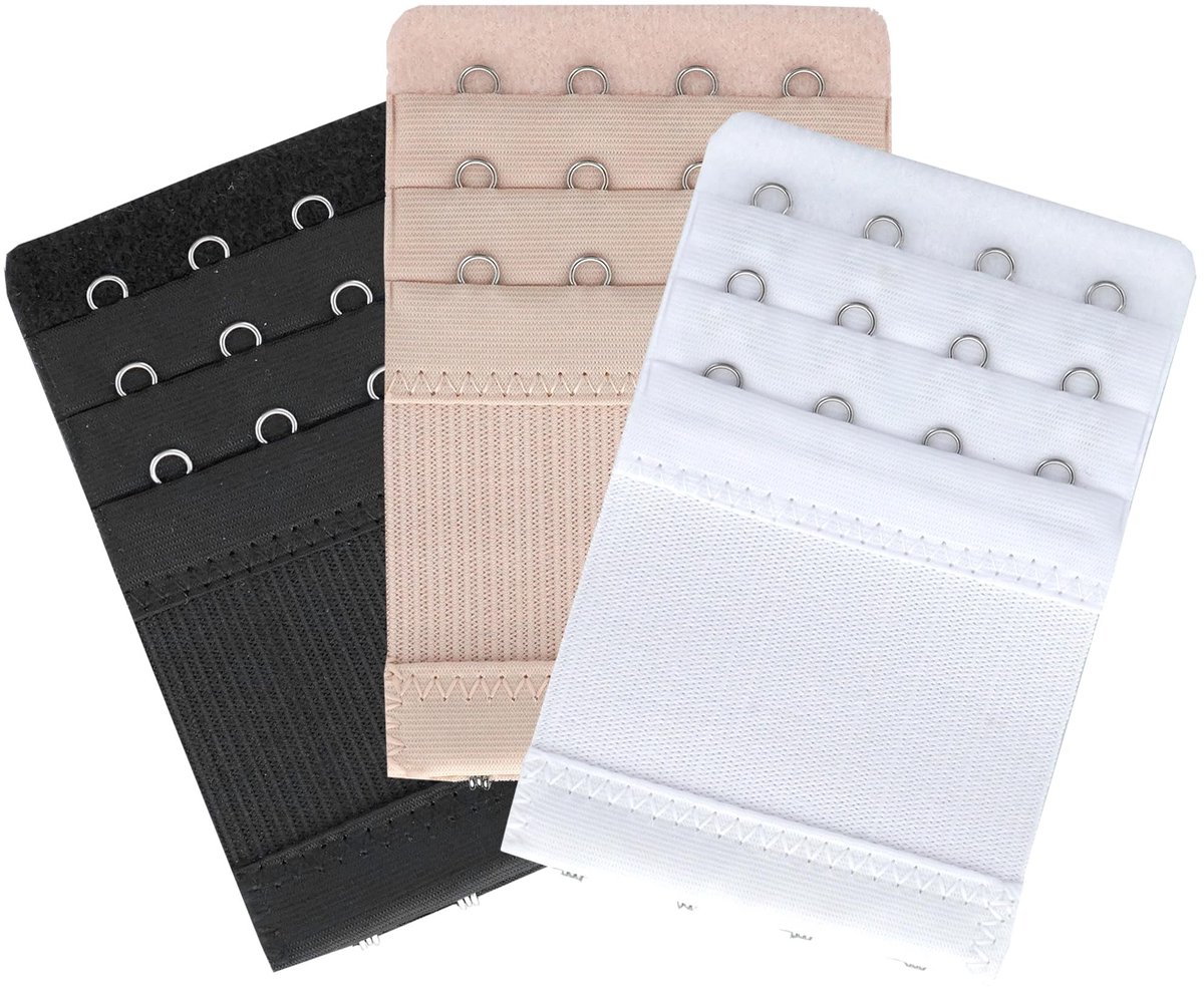 Dailygoods- Beha-verlenger Zacht en Flexibel - 4 Haken - Verstelbare Lengte - 3 Stuks - Comfortabel - Geschikt voor de meeste Beha-maten - Bh-extender