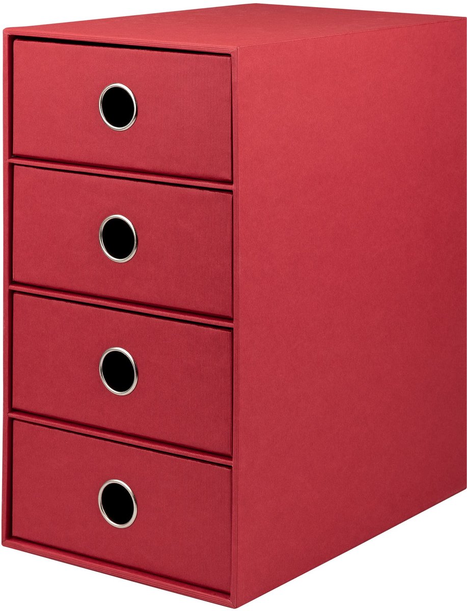 Papier 1524452364 - S.O.H.O. 4-delige ladebox voor DIN A5, met greepgat, rood, 250 x 175 x 320 mm, 1 stuk
