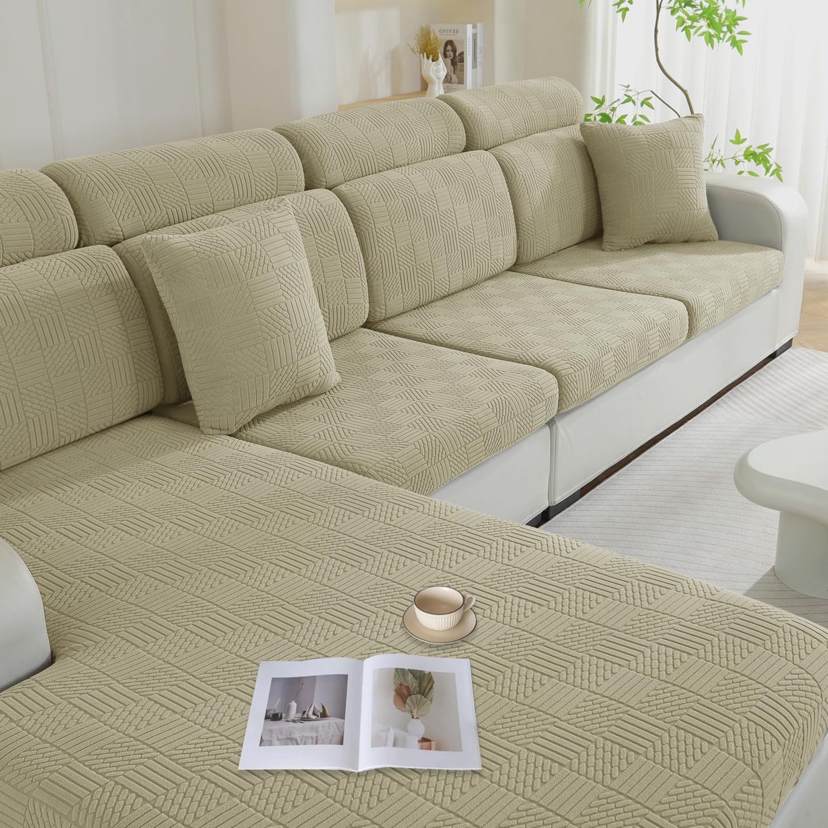 Sofa Zitkussen Hoezen, Universele Elastische Sofa Kussenhoes, Krasbestendig Zitkussenbescherming, Stretch Bank Kussenhoezen, Sofahoezen Meubelbeschermer (Groot 1 Plaats, Zwart)