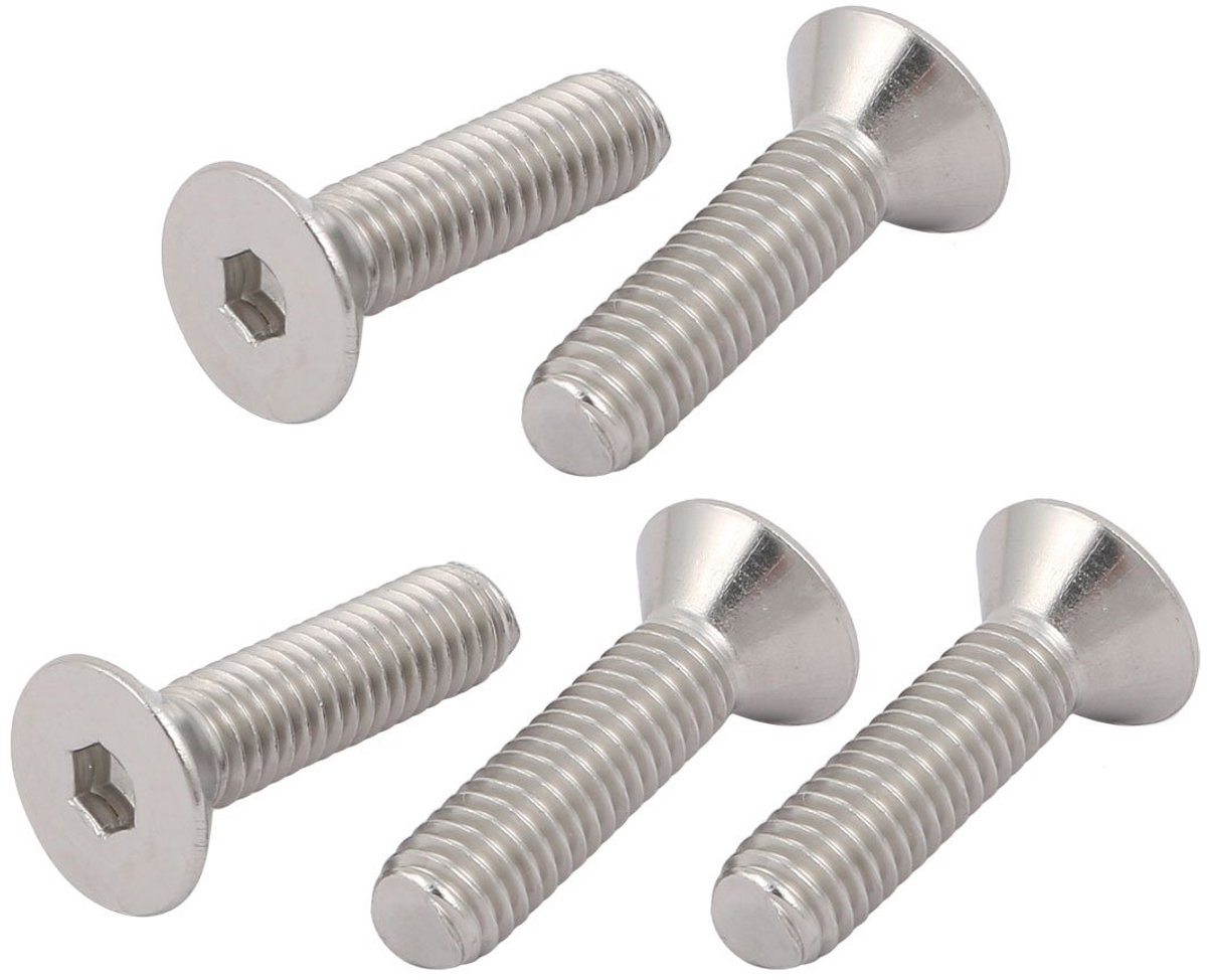 sourcingmap 3/8-16 x 1-1/2 "304 Rvs Platte Hoofd Hex Socket Cap Schroef Bevestiging 5 stks