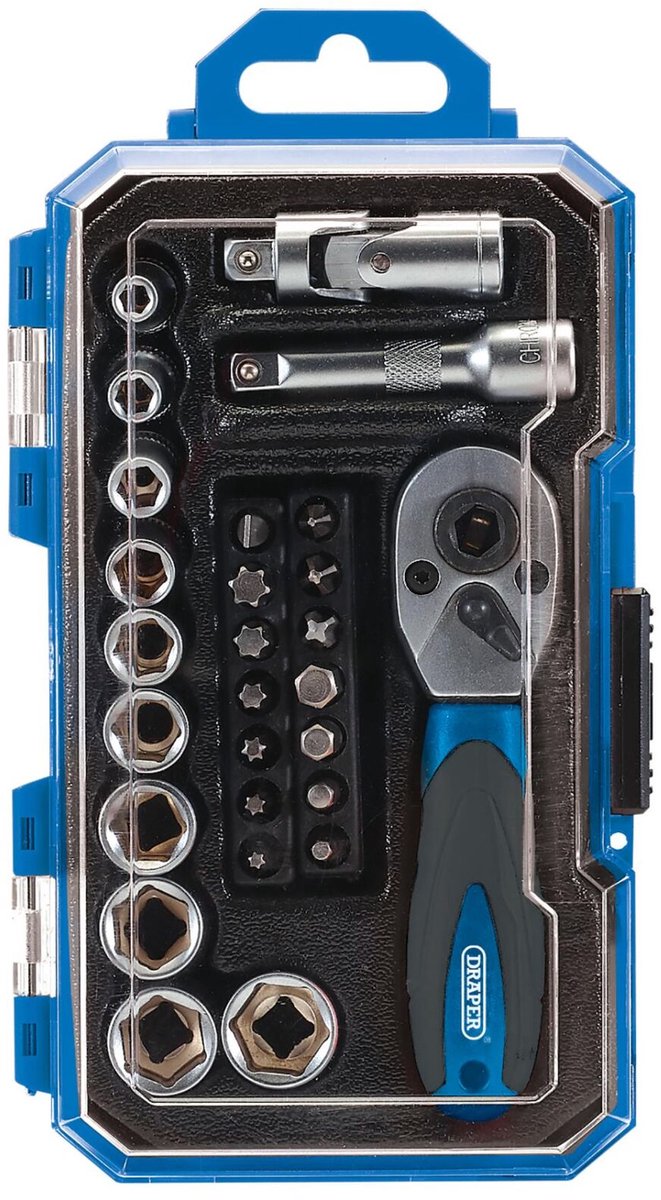 Draper 1/4" doppenset met ratel, 27-delig