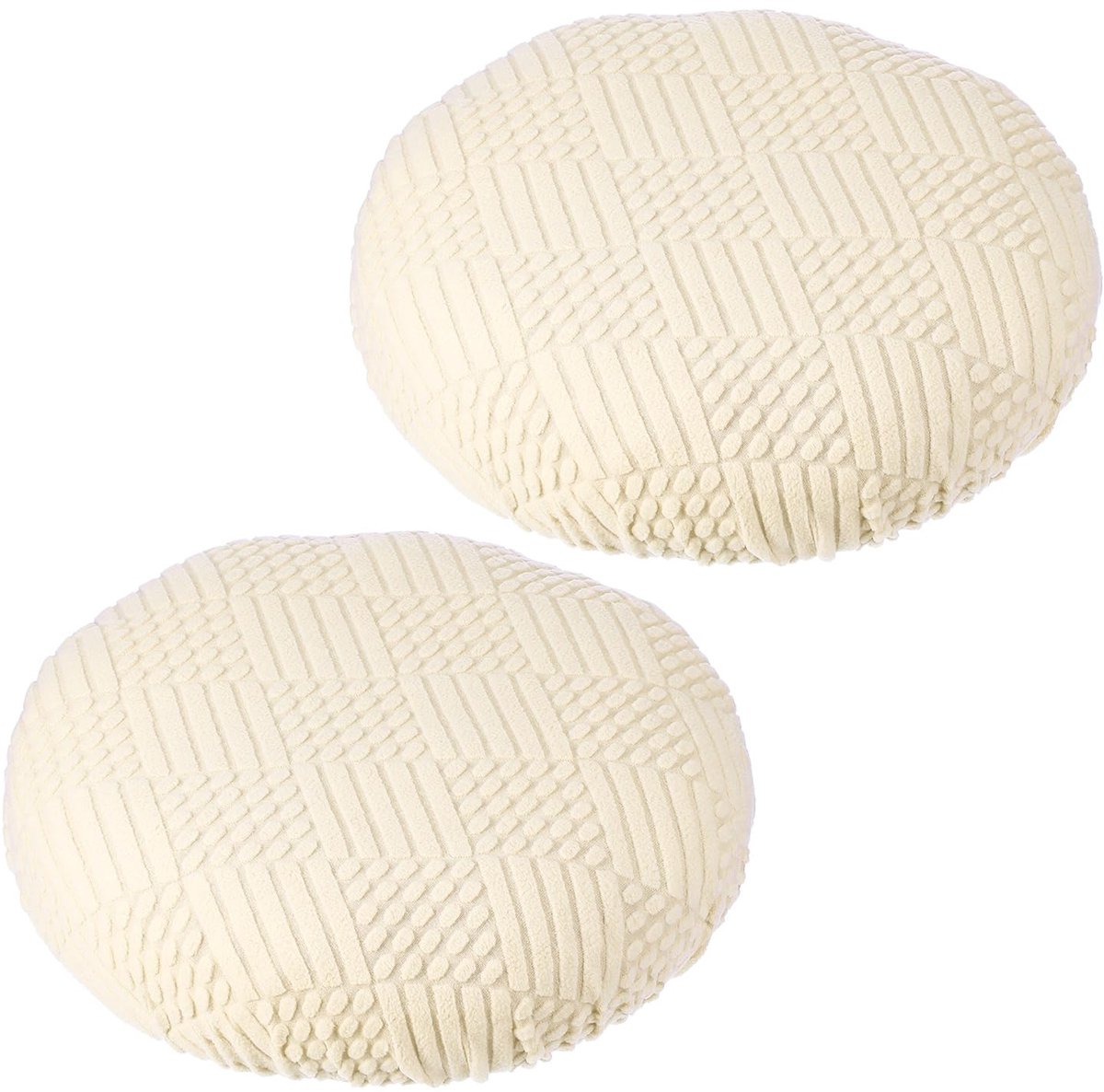 Kussenhoes Rond Krukhoes, Diameter 28-35cm, 2 Stuks Elastische Barkruk Zitting Vervanging Wasbaar Stoelkussen Rond Beschermhoes Rekbaar Zithoes voor Stoel Zitkussen, Beige