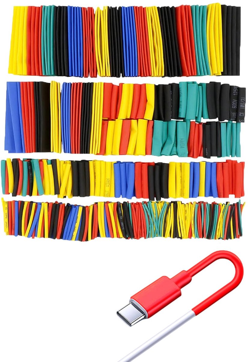 Krimpkousenset 328 stuks, waterdichte krimpverbinders, kleurrijk isolatietape set, perfect voor elektrische isolatie, kabelreparaties en draadverbindingen