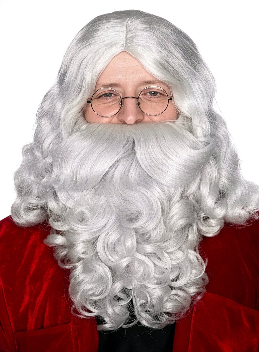 Kerstman Baard & Pruik Deluxe - voor carnavalskostuum