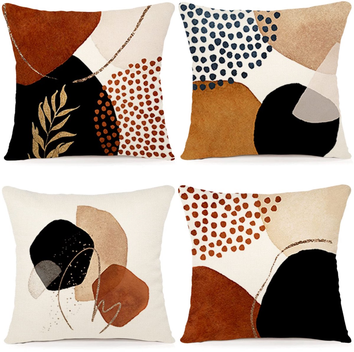 Set van 4 kussenhoezen 60x60 Dekokissen Linnen Kussenovertrek Modern Sofakussen Boho Kissenbezüge Abstracte Patronen Kussenhoezen voor Sofa Slaapkamer Bank Outdoor Kussen 60x60 A092
