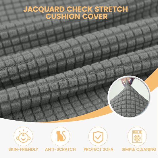 Stoelhoes stretch jacquard, antislip camper dinette kussenhoezen, voor caravan, camper, bank, antislip, kinder- en huisdiervriendelijk, wasbaar (donkergrijs, B 60-90 cm, D 30-50 cm) — afbeelding 3