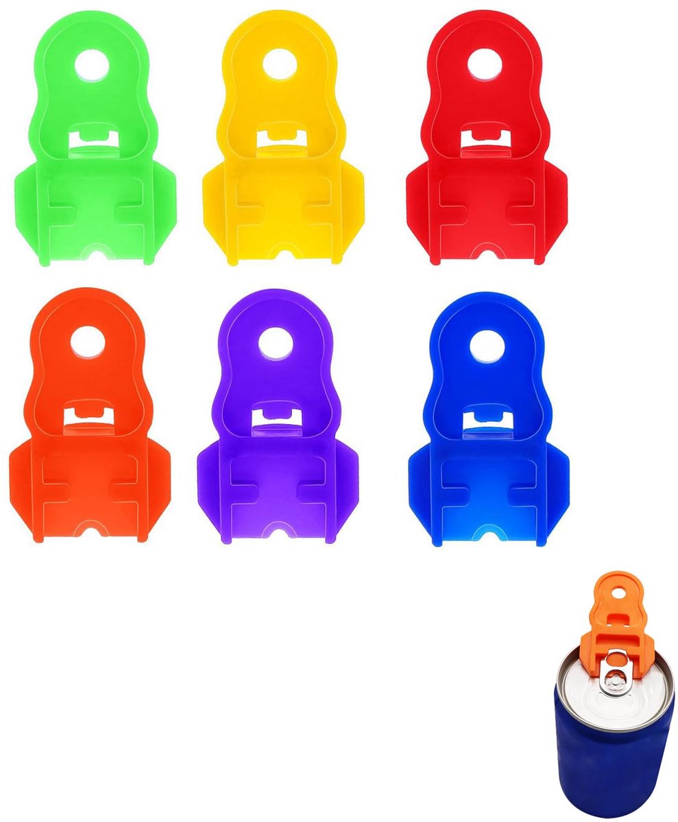 Blikopener, 6 stuks blikopener, plastic handmatige openers voor blikopeners, cola, bier en frisdrankblikjes, kleurrijke blikopeningshulp voor picknick, thuisgebruik (6 kleuren)