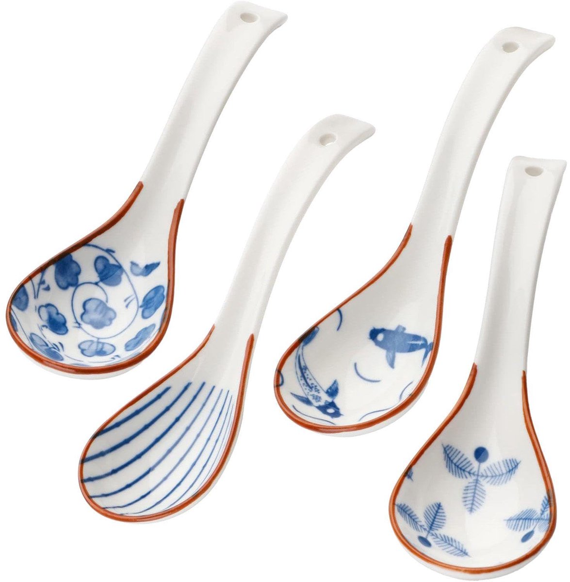4 stuks retro soeplepel, keramische lepel, raamelepel, duurzaam tafelservies, keukenbenodigdheden.