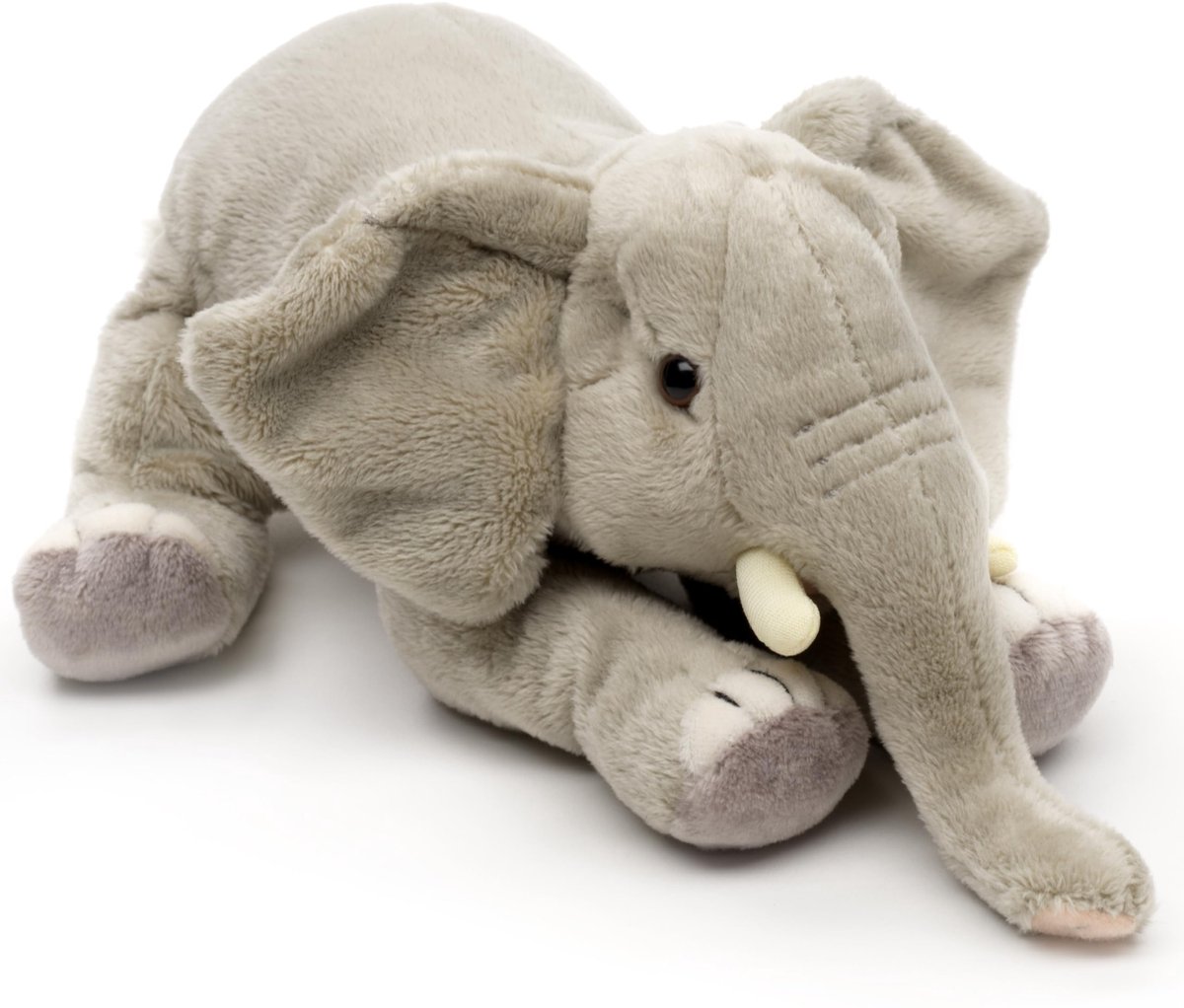 - Olifant, liggend - 27 cm (lengte) - pluche dier, knuffeldier