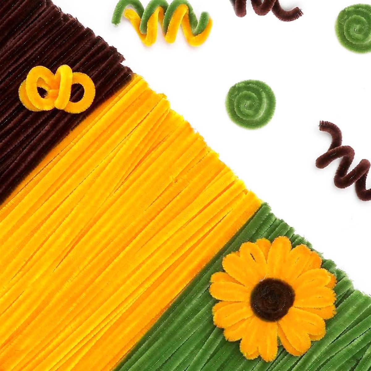 Bloemen 500 stuks pijpenreinigers bloemen 5 kleuren pijpenreinigers voor knutselen Pipe Cleaner pijpenreinigers geel met bloemdraad meeldraden plakband voor DIY