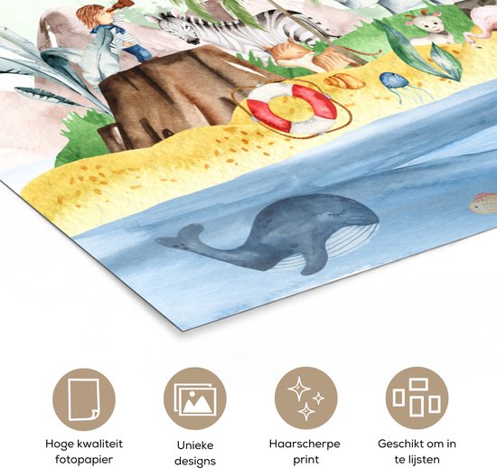 Poster kinderen - Wanddecoratie jongens - Strand - Dieren - Kinderen - Vuurtoren - Poster kinderkamer - 160x80 cm - Decoratie kinderkamers - Kinderkamer decoratie - Poster Babykamer — afbeelding 5