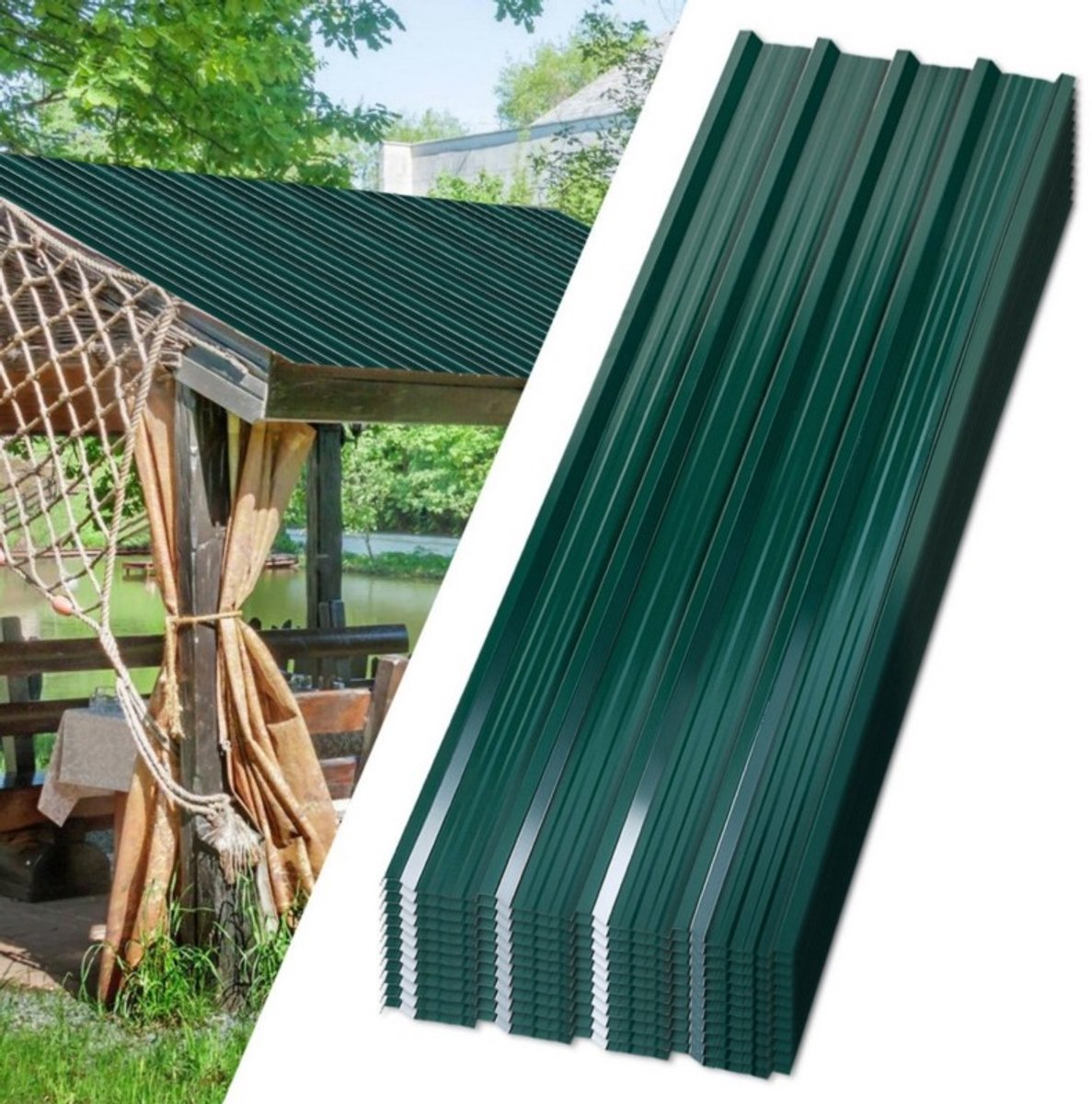 Trapezium Dakplaten voor Schuur en Carport - 12 Stuks - Groen - Verzinkt Metaal - 115 x 45 cm