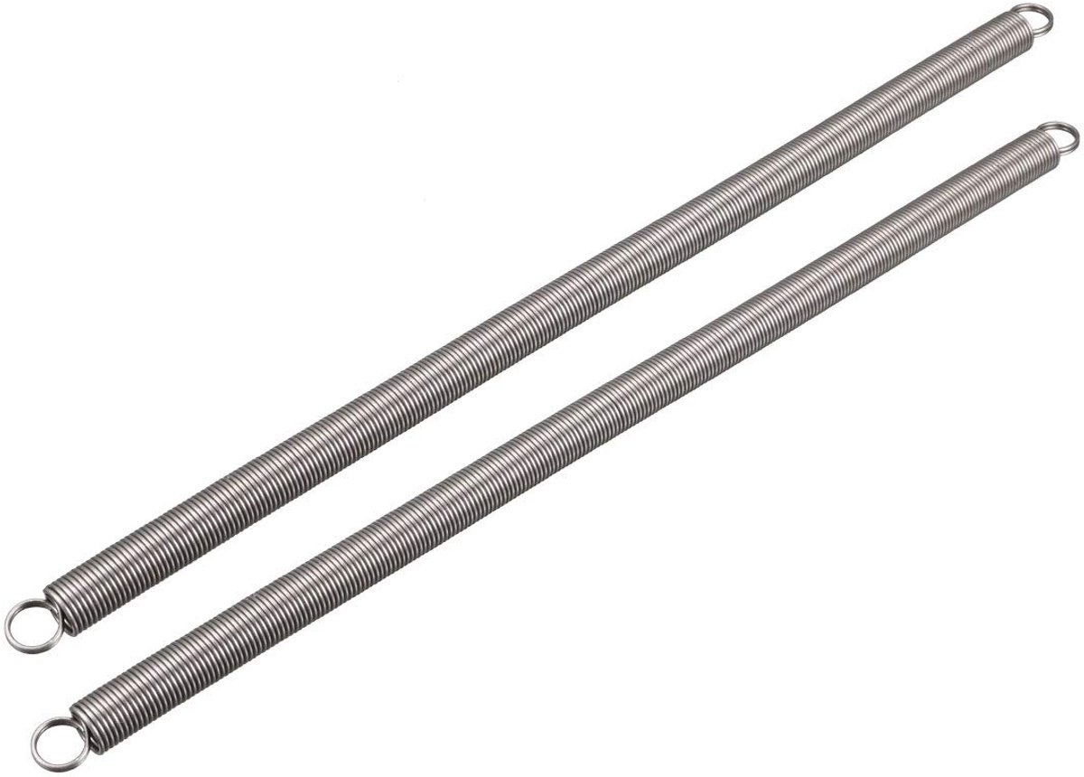 Sourcingmap Verlengveer - 1,2 mm draad dia, 12 mm OD, 300 mm vrije lengte veerstaal kleine dubbele haak spanveer 2 stuks