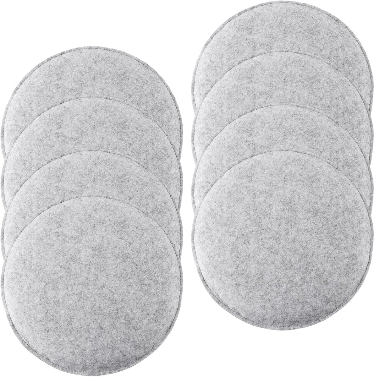 8 stuks antislip vilten zitkussens rond, 35 cm stoelkussens met anti-slip noppen voor alle soorten stoelen, voor binnen en buiten, lichtgrijs