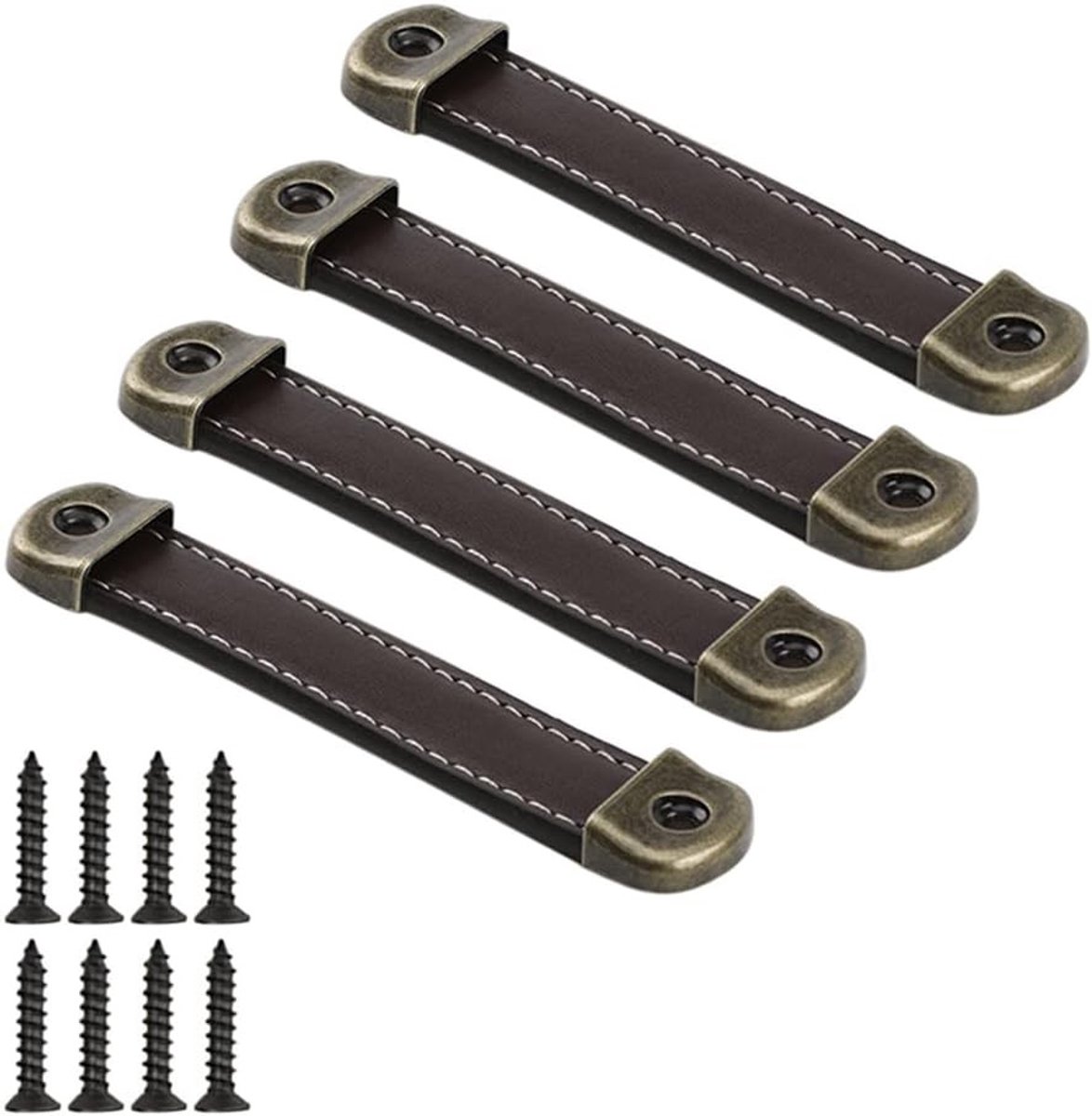 Retro Leren Handgrepen voor Meubels - Antieke Deurgrepen voor Keukenkasten en Laden - 96mm Handgemaakt Design