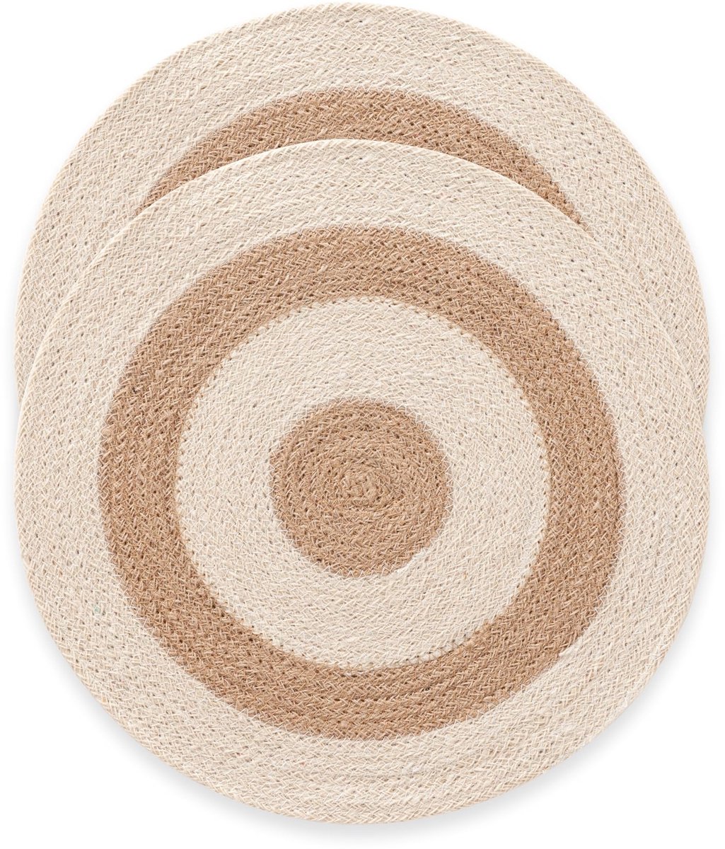 rond, jute, natuurlijk, handgemaakt, 38 x 38 cm, 2 stuks
