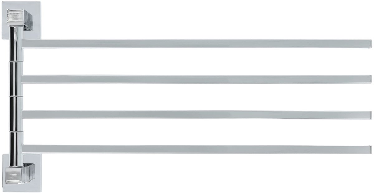 Handdoekenrek - Met 4 armen - Handdoekhouder - Hangend - 4 stangen - Voor aan de wand - Met schroeven - Verticaal - 44,5 cm - RVS - Zilver