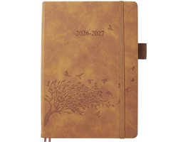 Planner (aug-jul), 1 pagina 1 dag met maandoverzicht, penhouder, tas en PU-hardcover, ideaal als schoolagenda 26/27, schoolplanner en studieplanner voor scholieren en