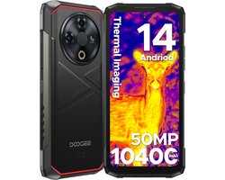 DOOGEE FIRE 6 - Rugged Smartphone - 16GB RAM (6GB+10GB) - 256GB ROM (2TB/TF)- 10400mAh/18W - Android 14 - 50MP Camera - Thermische Camera - 6.56" 90Hz - Zwart