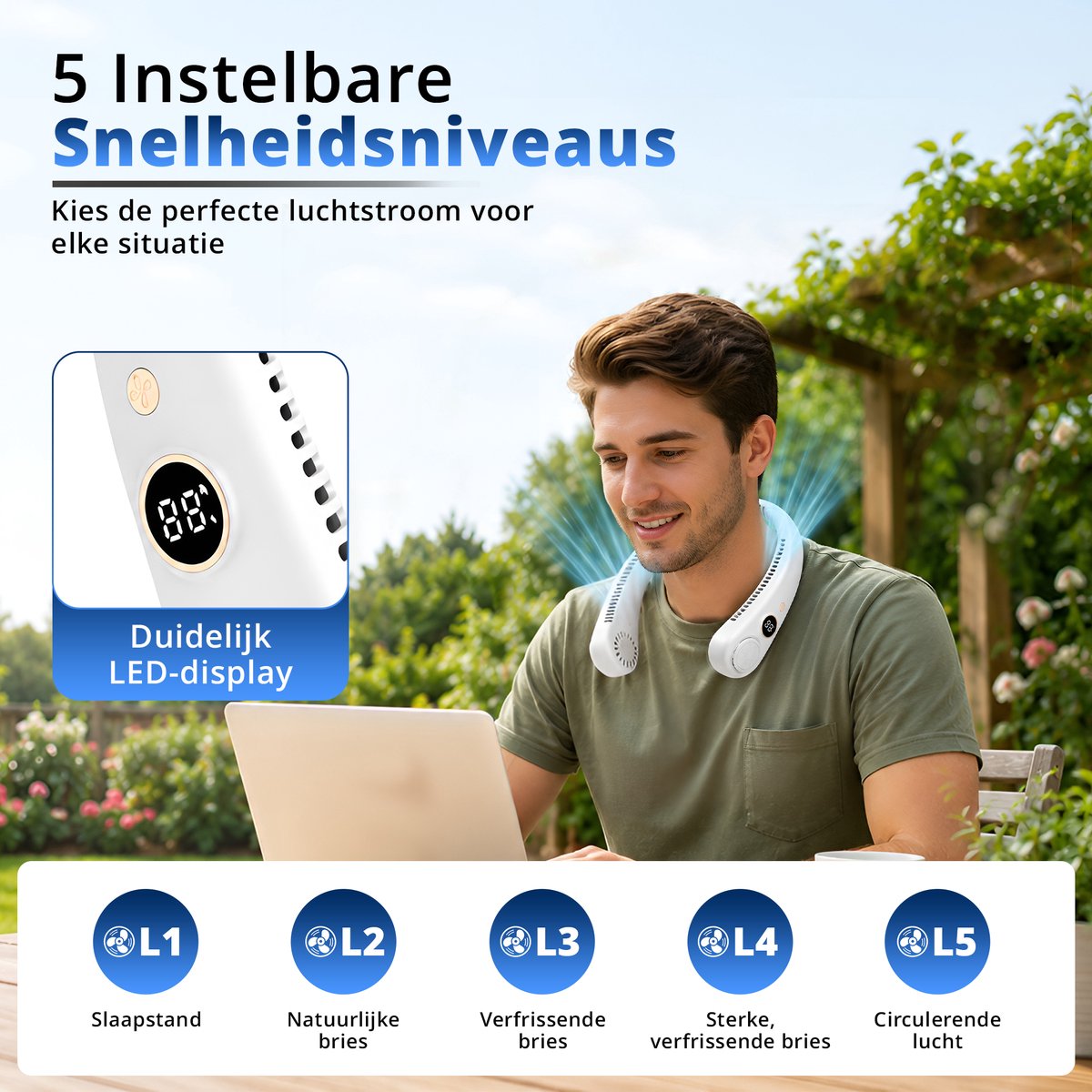 Draagbare Gezichtsventilator Nek Ventilator - Airco Gezichtsventilator & Handventilator - Portable Neck Fan — afbeelding 5