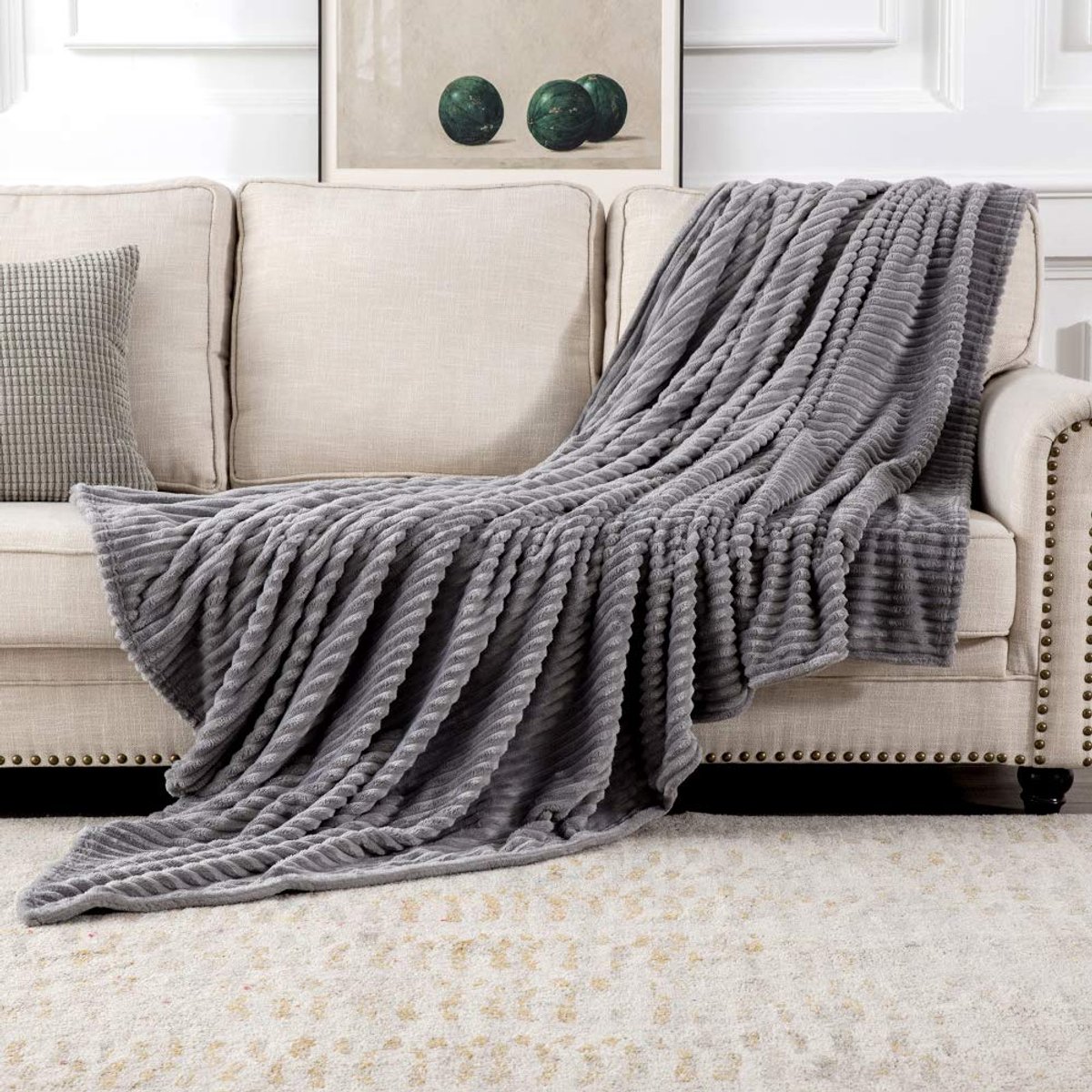 Plaid zachte warme comfortabele plaids voor bank, corduroy pluizige deken bed kussen voor slaapkamer, bank, reizen, kinderen slaapkamer accessoires 65 x 82 inch grijs