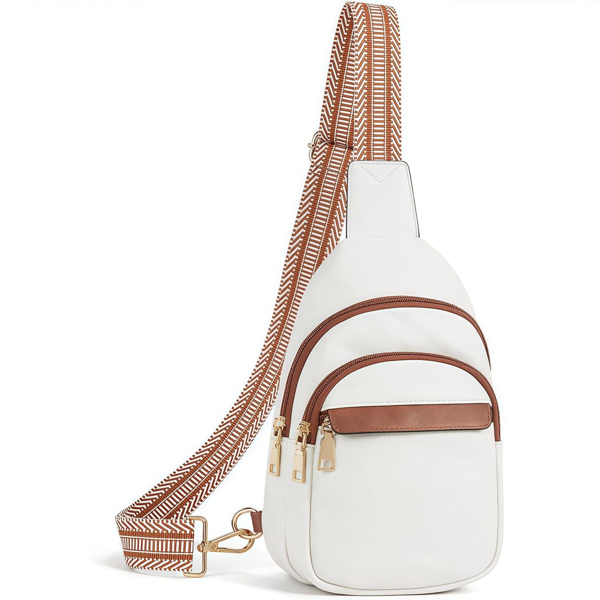 Dames Crossbody Tas PU Leer – Sling Bag Dames – Borsttas met RFID Kaartvakken – Schoudertas met Verstelbare Band – Waterafstotend – Wit