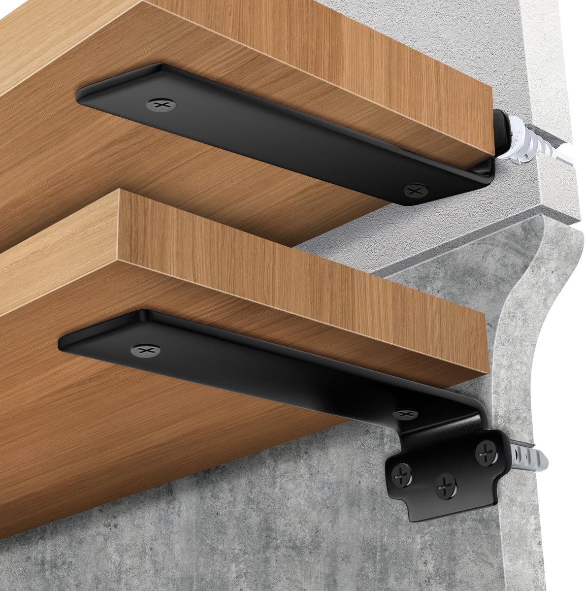 6 stuks plankhouder zwart 20 cm plankhoek zware belasting plankdrager plankwandrek muurrek draagkracht 70 kg