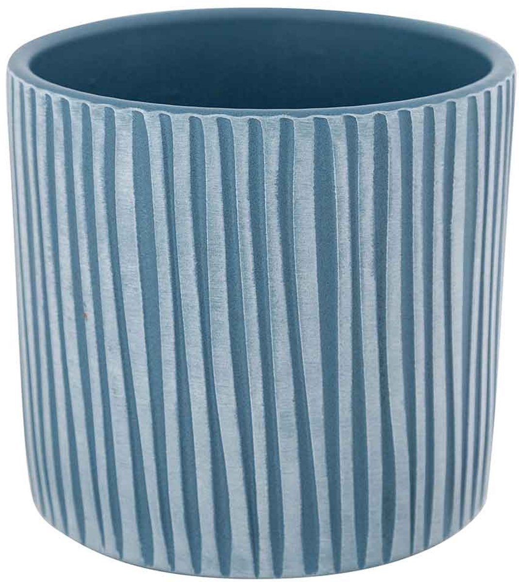 Cosy @ Home Bloempot Lines Blauw 13,5x13,5xh13cm Cil