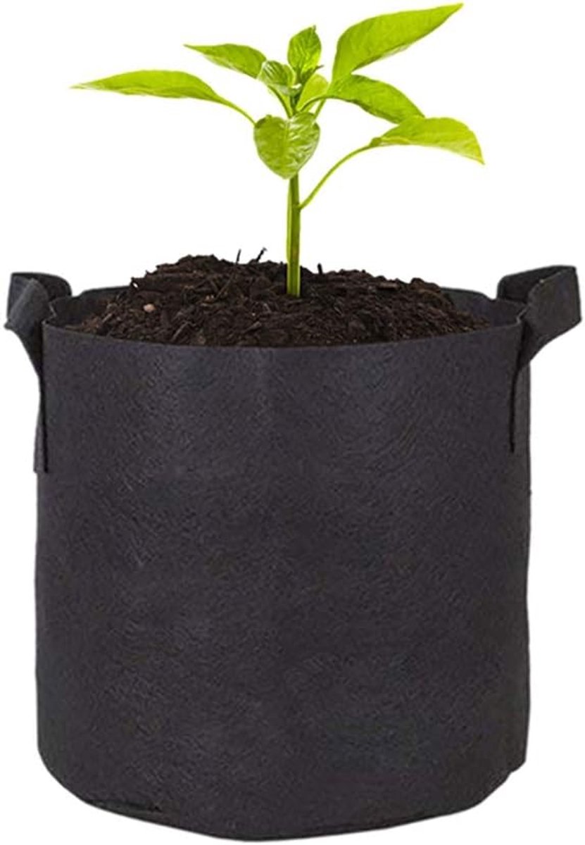 Zakken, 5 stuks, 3 gallons, ademende vliesstof, groente, planten, kweekzak, container met handgrepen, voor aardappelen, tomaten, wortelen, groenten, kleuterschool, tuin, zwart