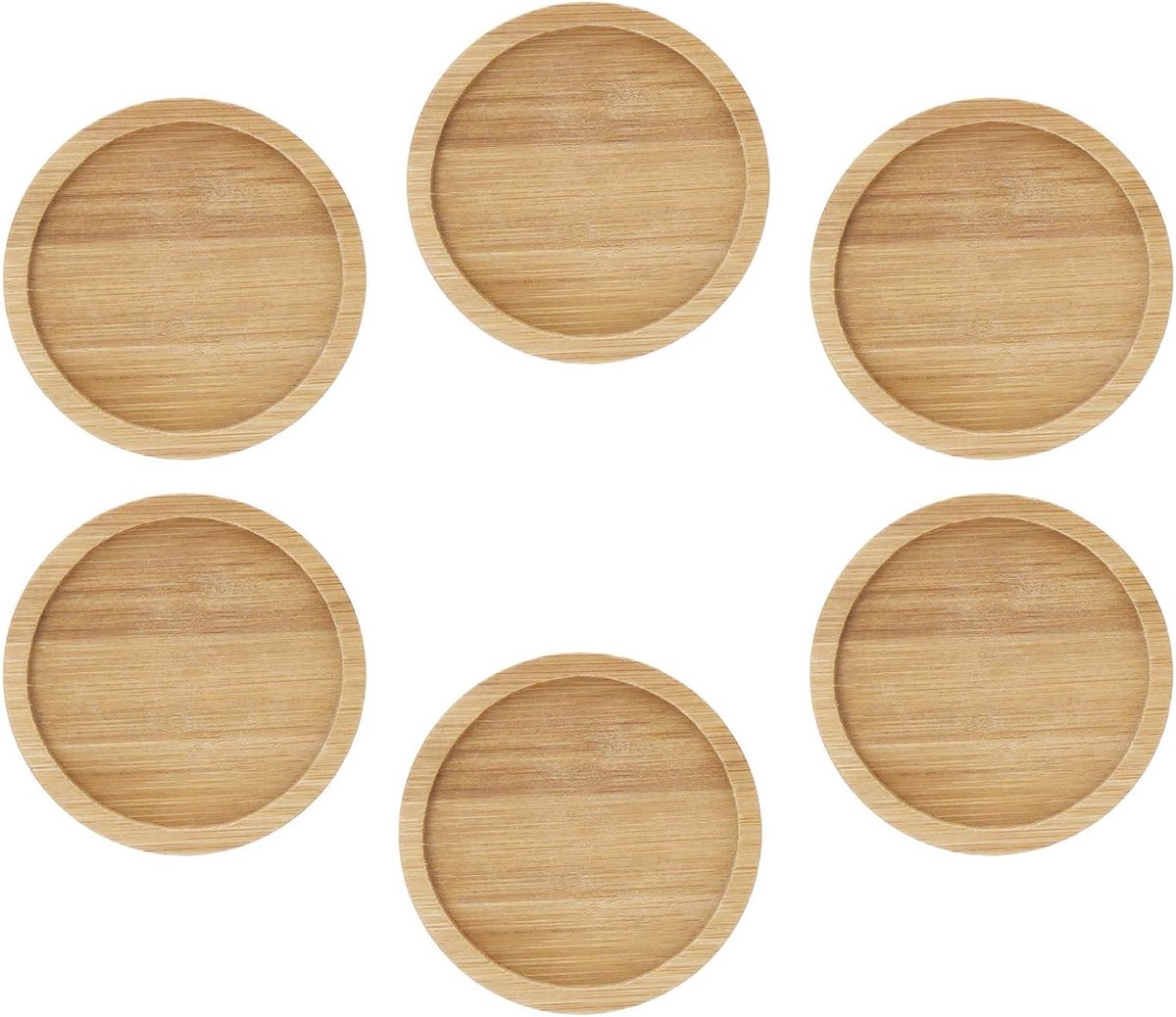 6 stks Vetplanten Ronde Lade Bamboe Plant Schotel Bloempot Set 7 Inch Bloem Plant Pot voor Indoor en Outdoor Planten