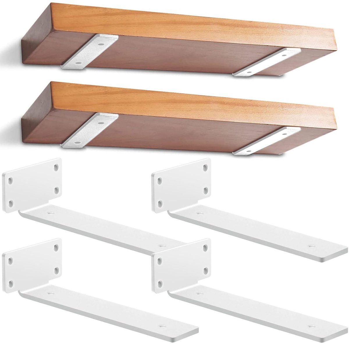 Plankdragers, 4 Stucks Robuuste Wandgemonteerde Plankdragers, L-Vormige Metalen Plankdragers voor Zwevende Planken | Home Storage (Wit/30cm)