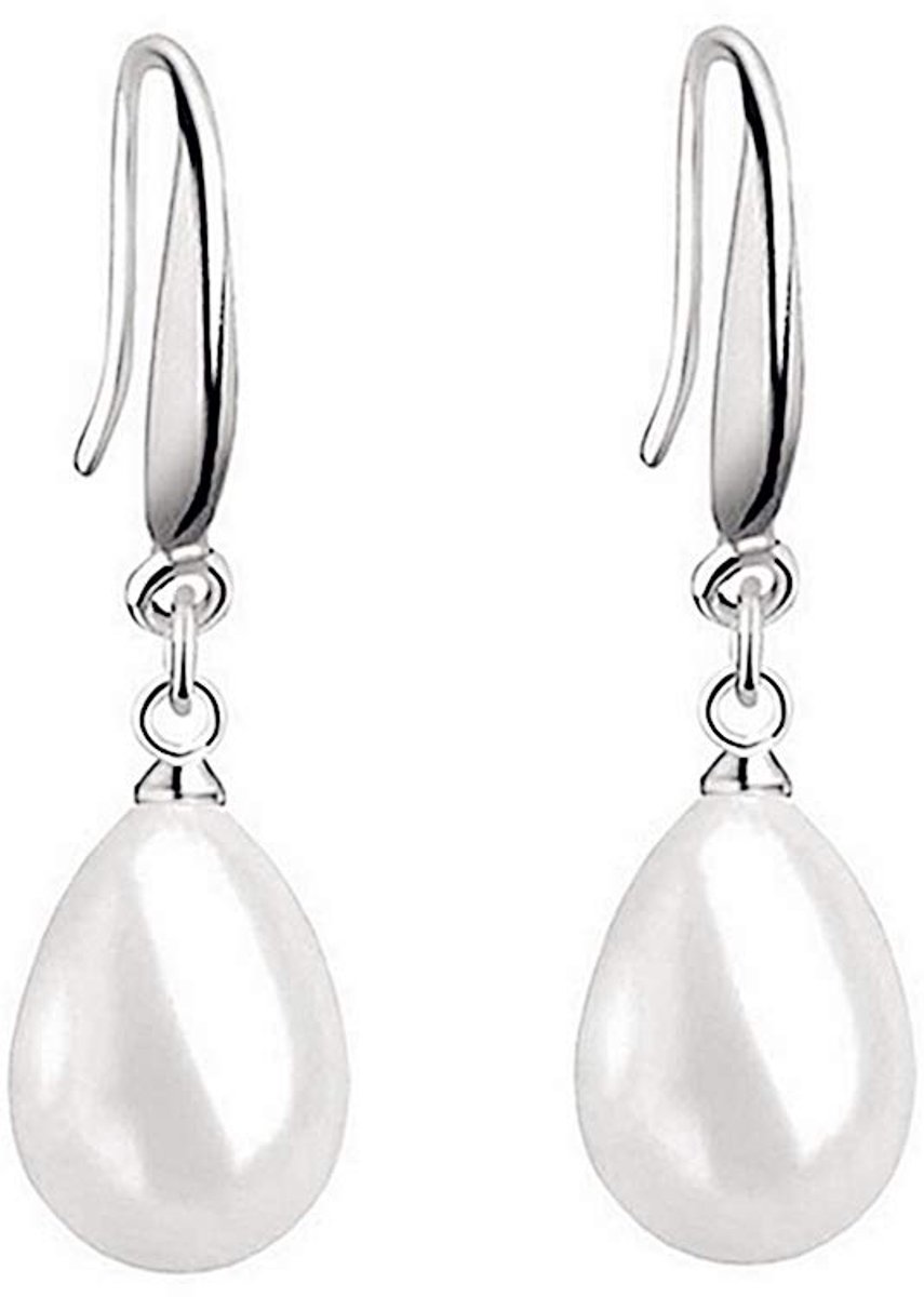 Damen Ohrringe Ohrhänger Silber 925, Weiß Teardrop Muschel Perlen Tropfen Hängend Ohrringe, Schmuck Geschenke Für Frauen Mädchen, mit Exquisite Schmuck Geschenkbox