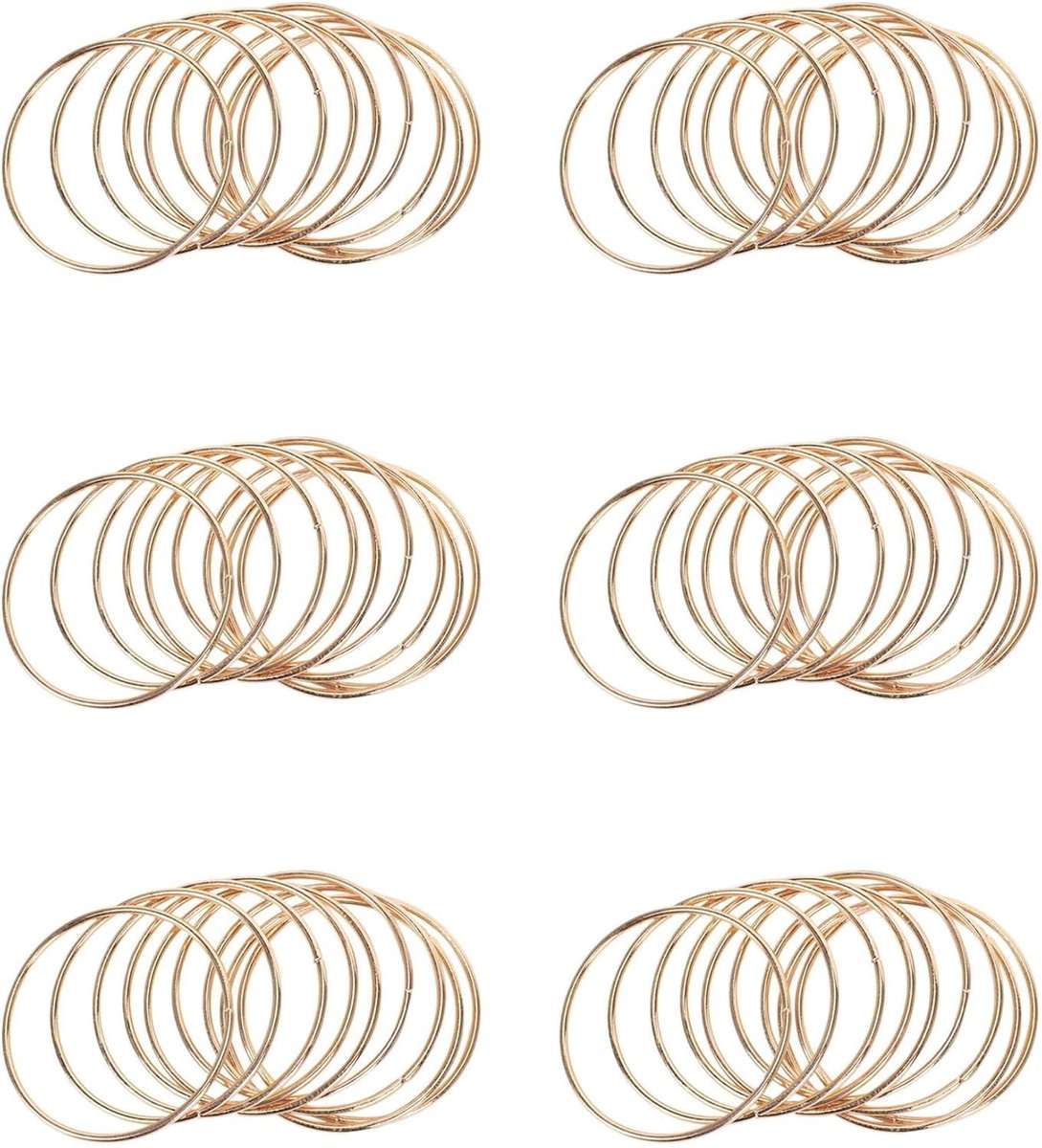 Set van 60 metalen ringen met dromenvanger van goud, 7,5 cm, macraméringen voor dromenvanger