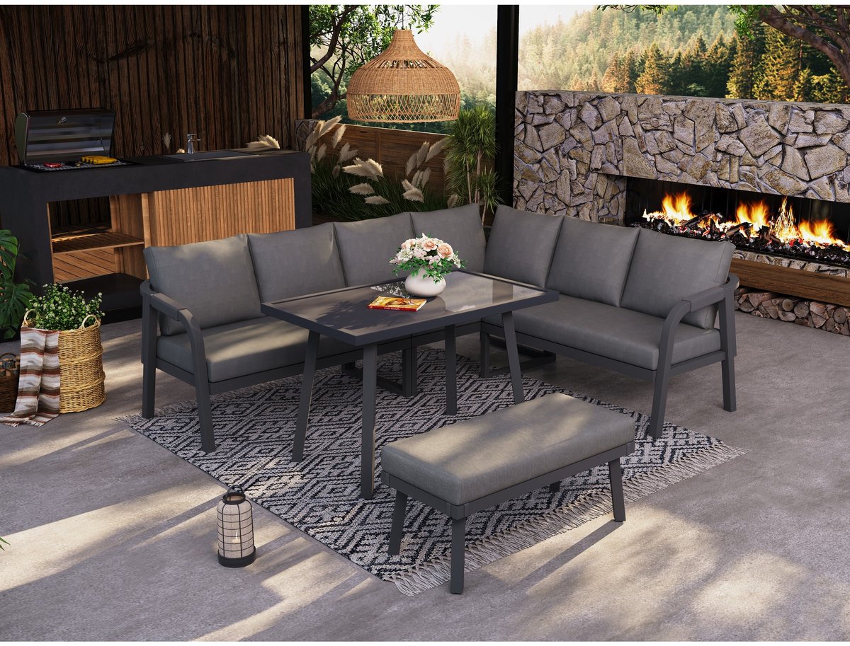 YYchan loungeset voor buiten - 8 personen - grijs - 240 x 183 x 83 cm