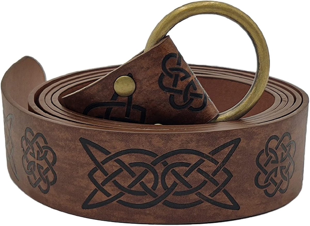 riem LARP Renaissance riem middeleeuwse sabel riem Keltische lederen ring riem voor mannen vrouwen ridder boogschieten riem