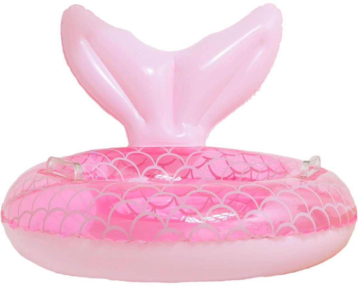 babyzwemdobber, babyzwemdobber voor het zwembad voor babymeisjes van 6-36 maanden met zitje, opblaasbare babyzwemdobber voor peuters en kinderen van 1-3 jaar (Roze Zeemeermin)