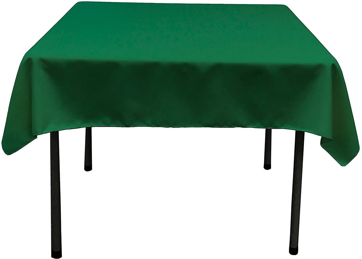 Linen Vierkant tafelkleed van polyester/popeline, polyester, smaragdgroen, 132 x 132 x 0,04 cm