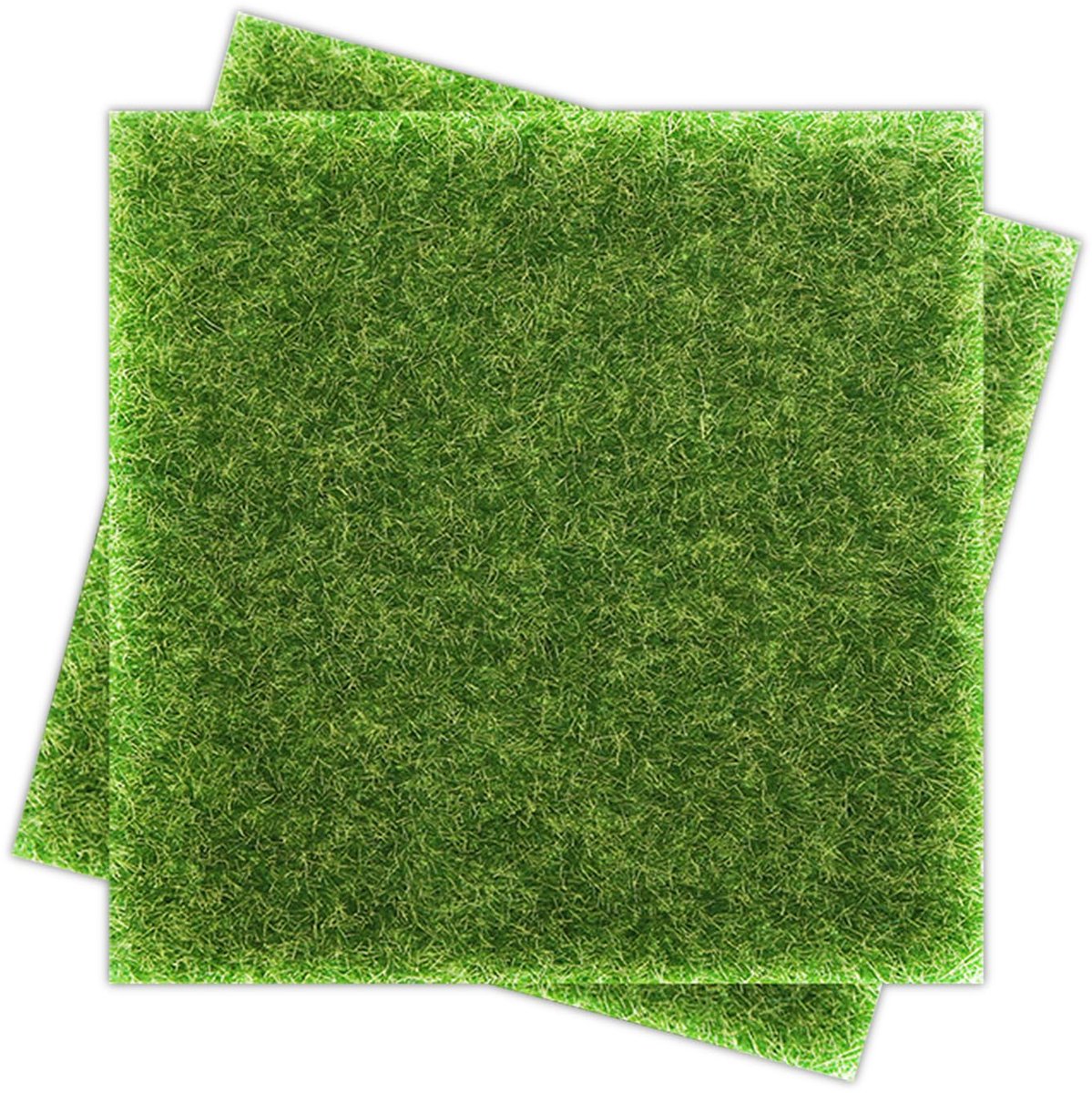 Mini-Kunstrasen DIY 2 stuks kunstgras 15 x 15 cm, miniatuurtuin, kunstmatig mos, miniatuur mos decoratie voor knutselen, DIY microlandschap, poppenhuis