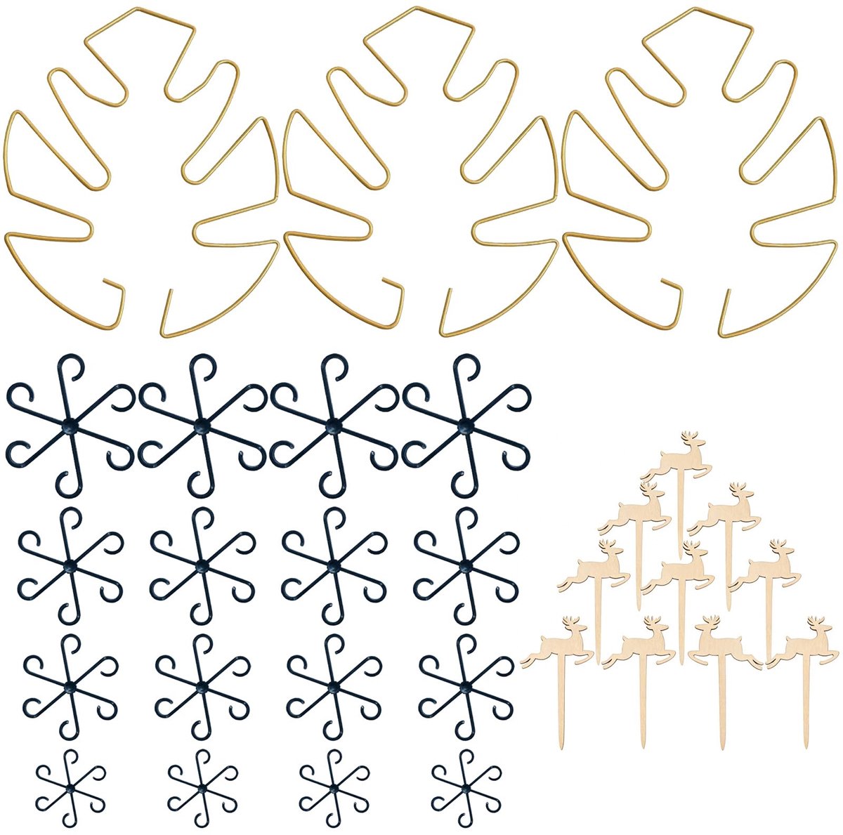 Gold Monstera klimhulp, 3-in-1 steun met bevestigingsclips en plantenstokken voor klimplanten, kamerplanten