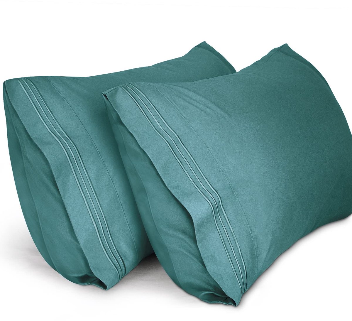 2 Pack Satijnen Kussenslopen, Standaard Formaat Zacht Effen Kleur Microfiber Satijnen Kussensloop, Envelop Sluiting Kreukvrij Vervagingsbestendig Ademend (30x50 cm, Groen)