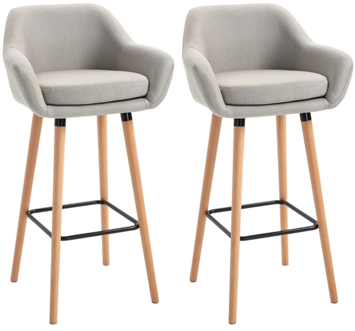 Bar stoelen - Set van 2 Barkrukken Barstoel Keukenstoel 360 -Graden Draaibaar en in bar stoelen - met Voetensteun - Beige