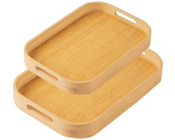 Dienbladen, massief hout, ontbijtdienblad met handgrepen, praktisch dienblad van hout, vevr voor diner, thee, koffie, bar, feestjes.