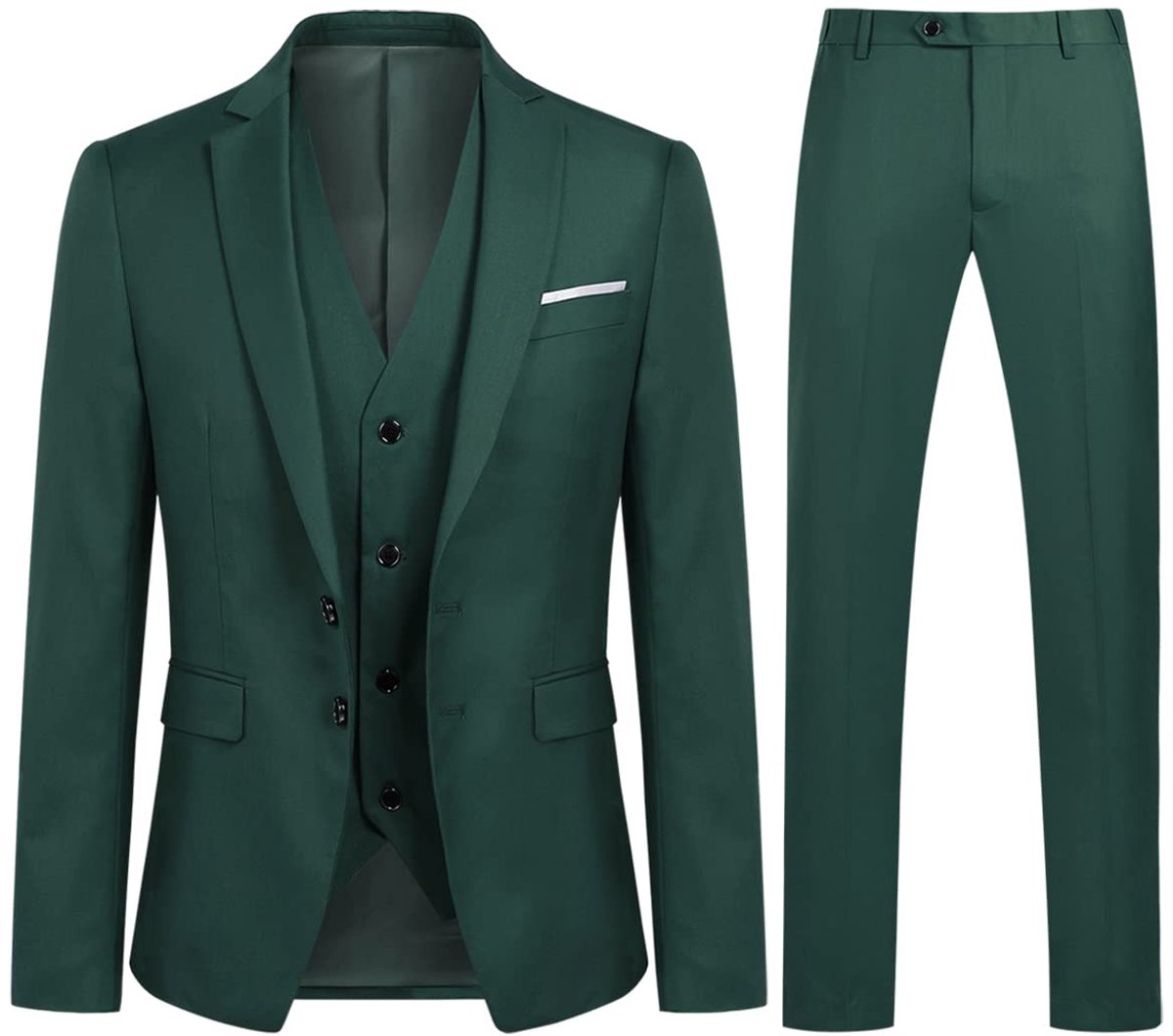3-delig, slim fit, smoking, twee knopen, effen, bruiloft, zakelijk, comfort, elegant, jas, vest en broek