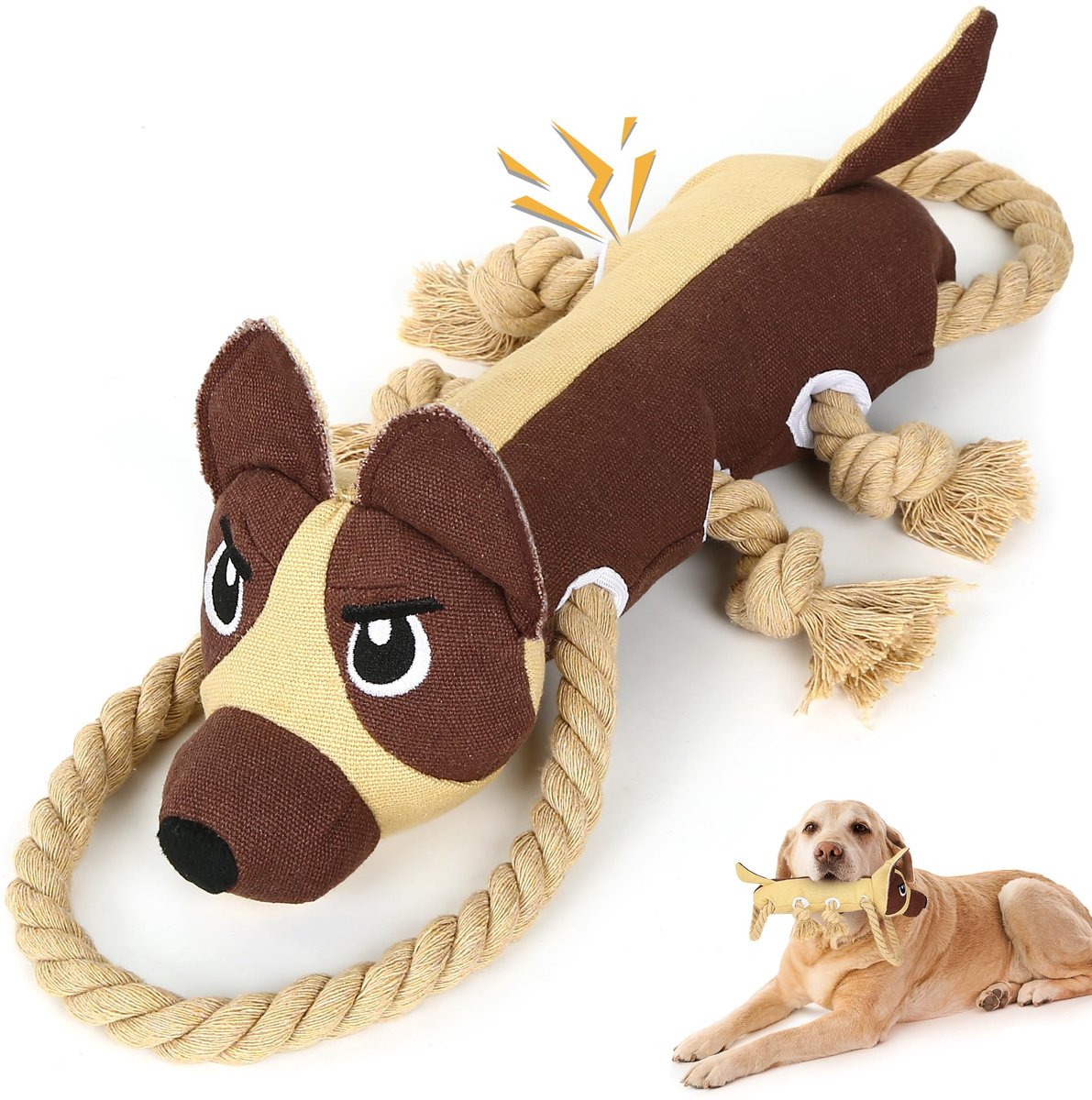 piepend hondenspeelgoed voor kleine en middelgrote honden, interactief hondenspeelgoed tegen verveling, voor apporteer- en trekspelletjes om ze bezig te houden, pluche hondenspeelgoed