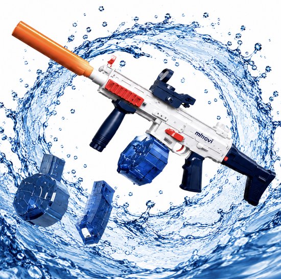 Mitovi® Elektrisch Waterpistool – Automatische Watergun – Krachtig 8m Bereik - Watergeweer – Aquablaster – Elektrisch & Automatisch Waterspeelgoed – Buitenspeelgoed voor Kinderen & Volwassenen – Zwembad & Tuin – Perfect voor Zomerpret & Vakantie