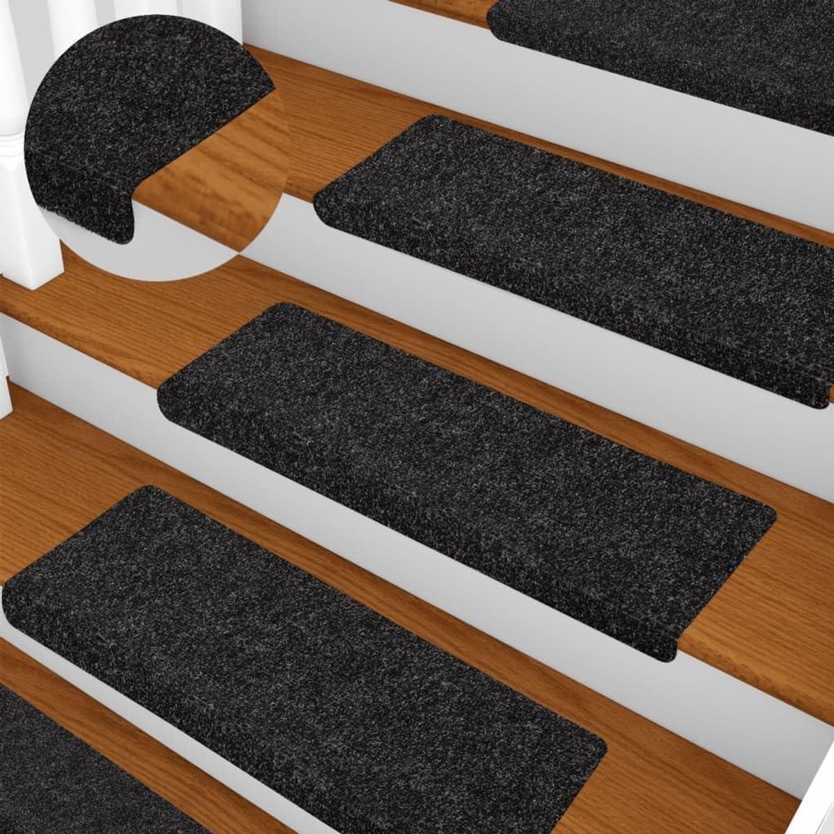 Huishoudelijke Trapmatten - Traptreden Matten - Trap Veiligheid - Antislip Bescherming - 65x21x4 cm - Zwart