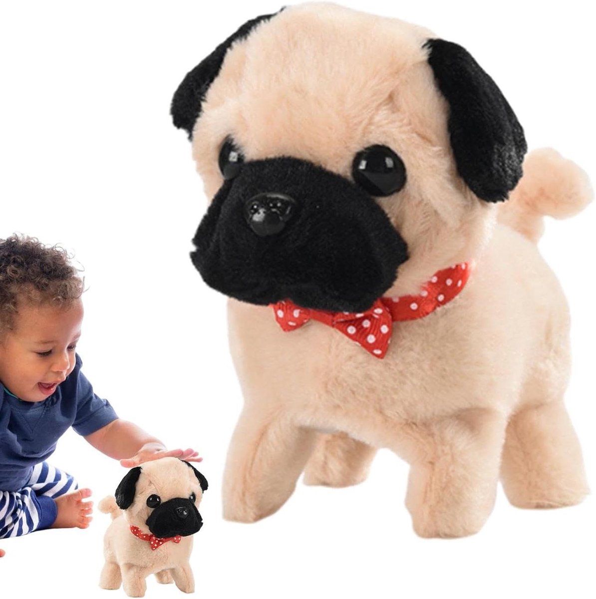 Hondenspeelgoed Interactief - Pluche Dier - Kinderspel - Realistische Bewegingen - 18 x 14 cm - Bruin