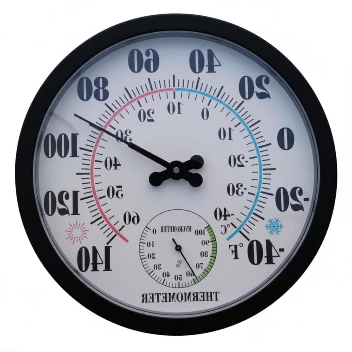 Analoge Thermometer Hygrometer - Weerstation Binnen Buiten - Klimaat Bewaken - Dubbele Temperatuurschaal - 26 cm - Zwart